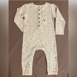 Quincy Mae Romper, Organic Cotton, Ivory & Blue Stars, Leg Snaps, 1pc, Rylee+Cru
